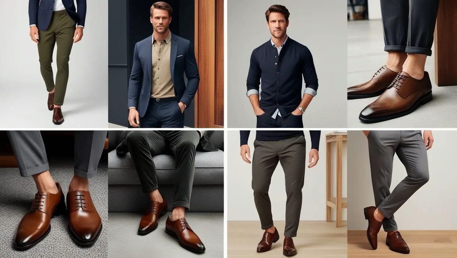 Brown Dress Shoes with Grey Slacks
